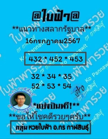 หวยใบฟ้ากรณ์กาฬสินธุ์